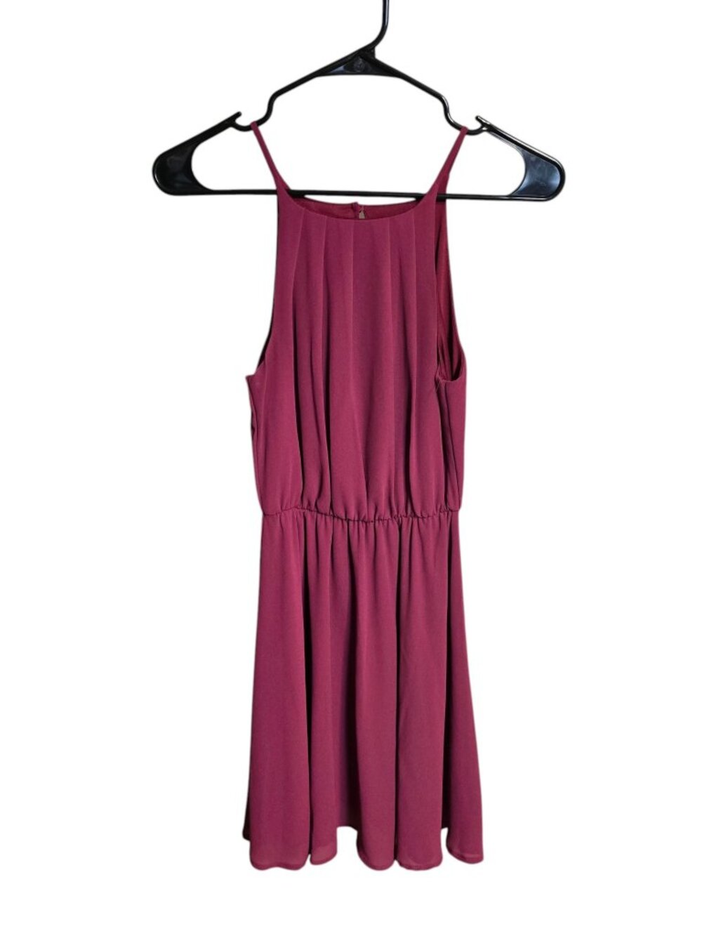 Blue Rain‎ Maroon Pleated High Neck Halter Dress XXS